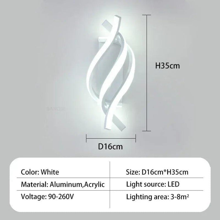 Alb3rt & Co. White 1 Pcs / Warm White (2700-3500K) Modern LED Wall Light Curved Design Spiral Wall Lamp for Living Room Bedroom Bedside Aisle Home Decor Indoor Sconce Lighting