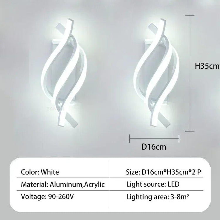 Alb3rt & Co. White 2 Pcs / Warm White (2700-3500K) Modern LED Wall Light Curved Design Spiral Wall Lamp for Living Room Bedroom Bedside Aisle Home Decor Indoor Sconce Lighting