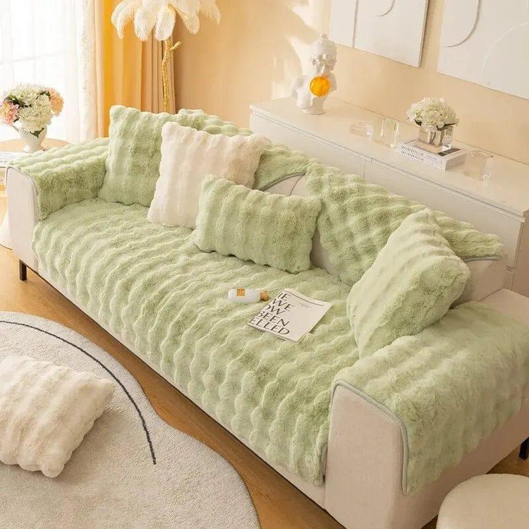 Alb3rt & Co. 70x120cm / green Rabbit Plush Fluffy Sofa Cover