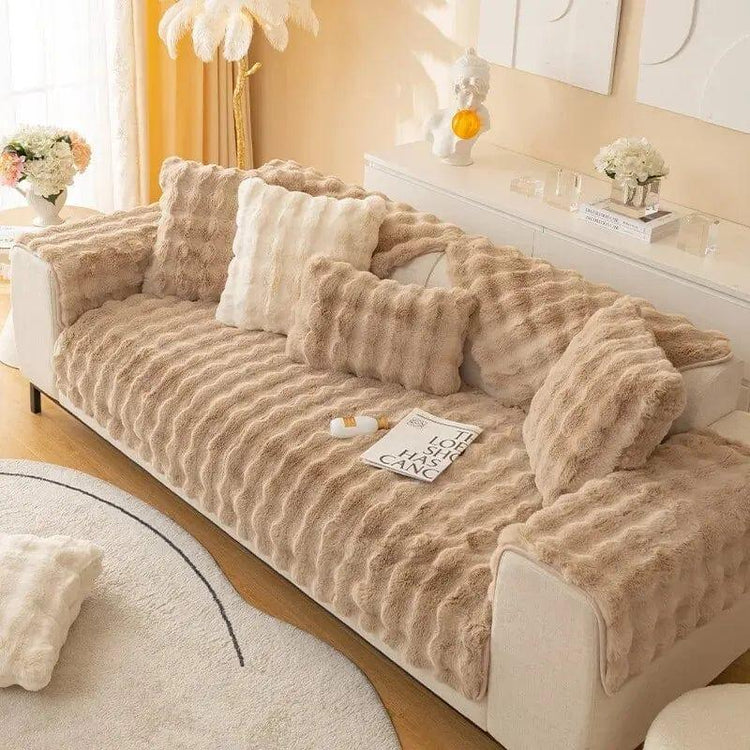 Alb3rt & Co. 70x120cm / coffee Rabbit Plush Fluffy Sofa Cover