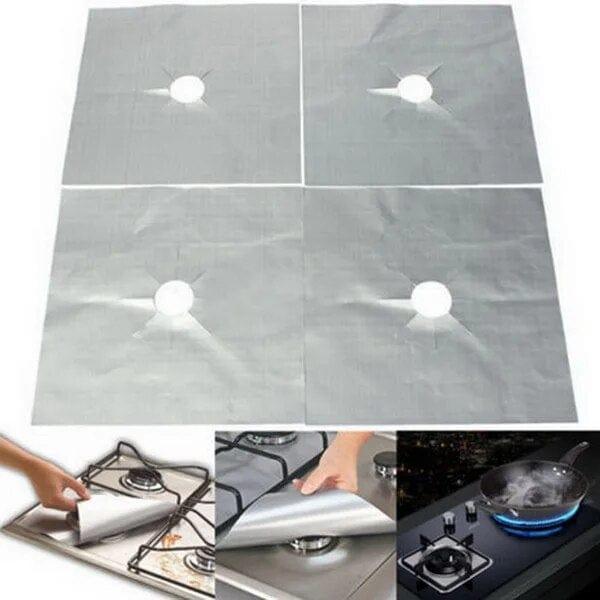 Alb3rt & Co. Silver / China Reusable Foil Gas Hob 4 pcs
