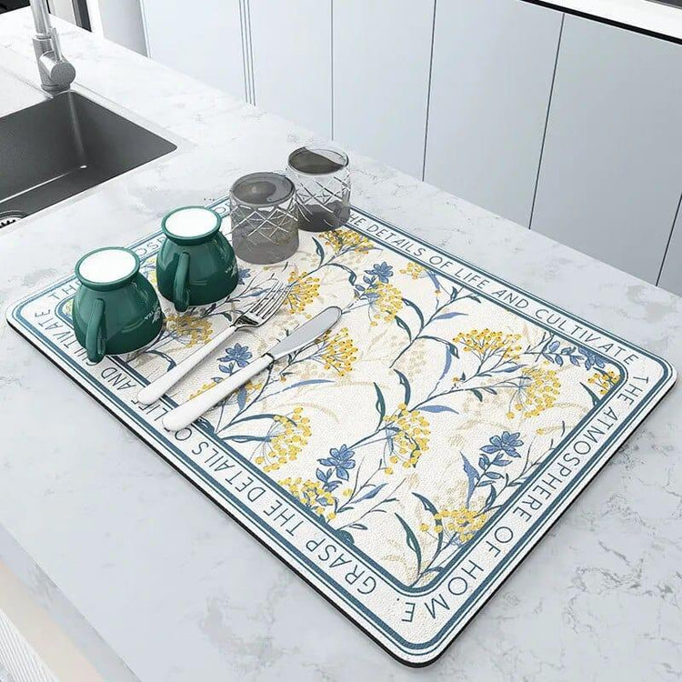 Alb3rt store blue / 20X30CM Super Absorbent Large Kitchen Absorbent Mat Antiskid Draining Coffee Dish Drying Mat Quick Dry Bathroom Drain Pad Tableware Mat