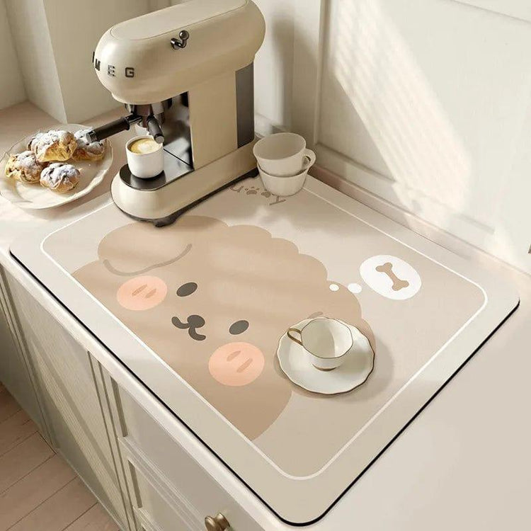 Alb3rt store Dog Off-white / 20X30CM Super Absorbent Large Kitchen Absorbent Mat Antiskid Draining Coffee Dish Drying Mat Quick Dry Bathroom Drain Pad Tableware Mat