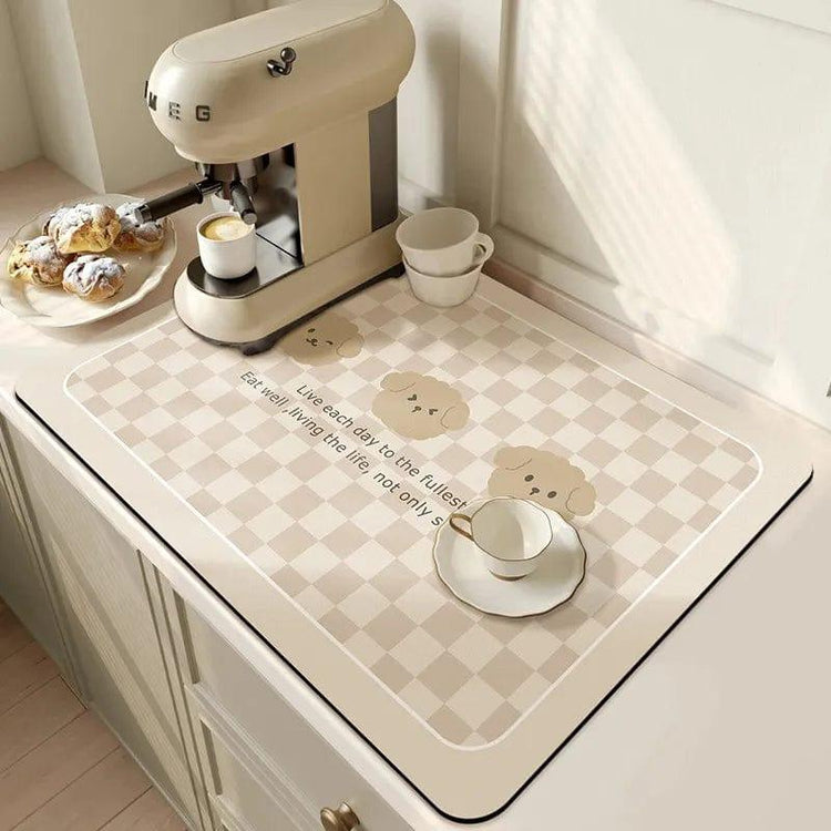 Alb3rt store 3Dog Off-white / 20X30CM Super Absorbent Large Kitchen Absorbent Mat Antiskid Draining Coffee Dish Drying Mat Quick Dry Bathroom Drain Pad Tableware Mat