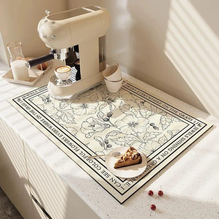 Alb3rt store White Flower / 20X30CM Super Absorbent Large Kitchen Absorbent Mat Antiskid Draining Coffee Dish Drying Mat Quick Dry Bathroom Drain Pad Tableware Mat