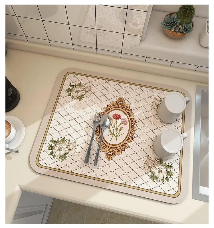 Alb3rt store Rose Off-white / 20X30CM Super Absorbent Large Kitchen Absorbent Mat Antiskid Draining Coffee Dish Drying Mat Quick Dry Bathroom Drain Pad Tableware Mat
