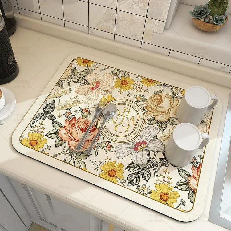Alb3rt store Eden Garden / 20X30CM Super Absorbent Large Kitchen Absorbent Mat Antiskid Draining Coffee Dish Drying Mat Quick Dry Bathroom Drain Pad Tableware Mat