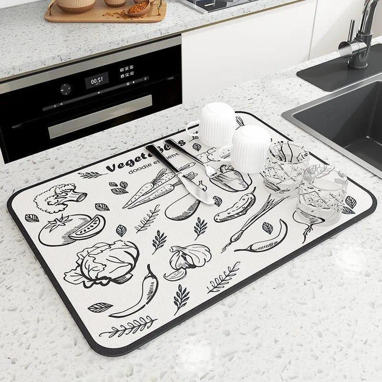 Alb3rt store Vegetable whit / 20X30CM Super Absorbent Large Kitchen Absorbent Mat Antiskid Draining Coffee Dish Drying Mat Quick Dry Bathroom Drain Pad Tableware Mat
