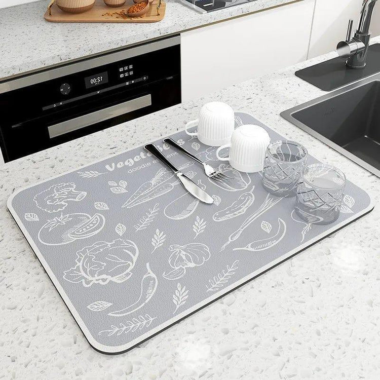 Alb3rt store Vegetable grey / 20X30CM Super Absorbent Large Kitchen Absorbent Mat Antiskid Draining Coffee Dish Drying Mat Quick Dry Bathroom Drain Pad Tableware Mat