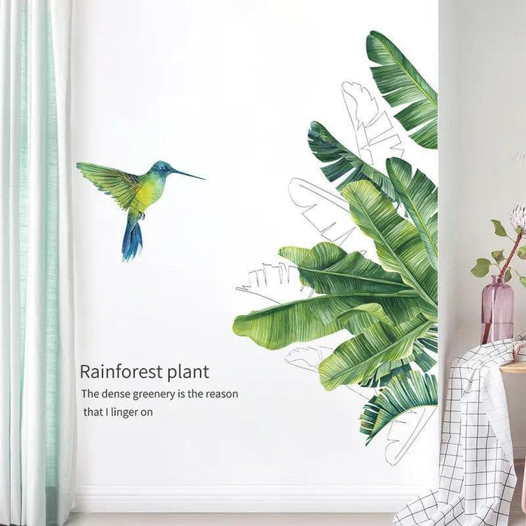 Alb3rt & Co. Tropical Leaves Flowers Bird Wall Stickers Bedroom Living Room Decoration Mural Decals Plants Wall Paper Home Decor