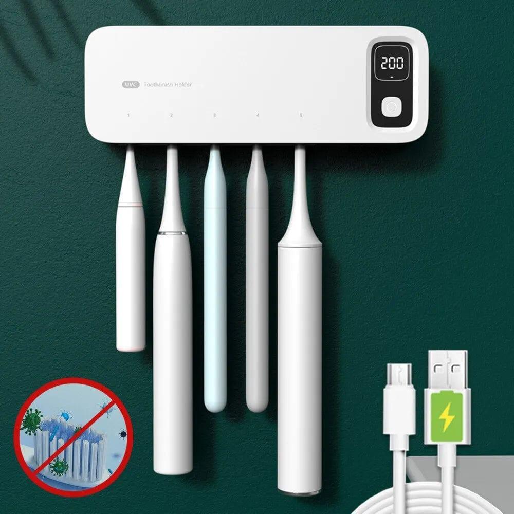 Alb3rt & Co. UV Toothbrush Sterilizer Rechargeable Fast Drying Wall-mounted Tooth Brush Holder With LED Display For Bathroom