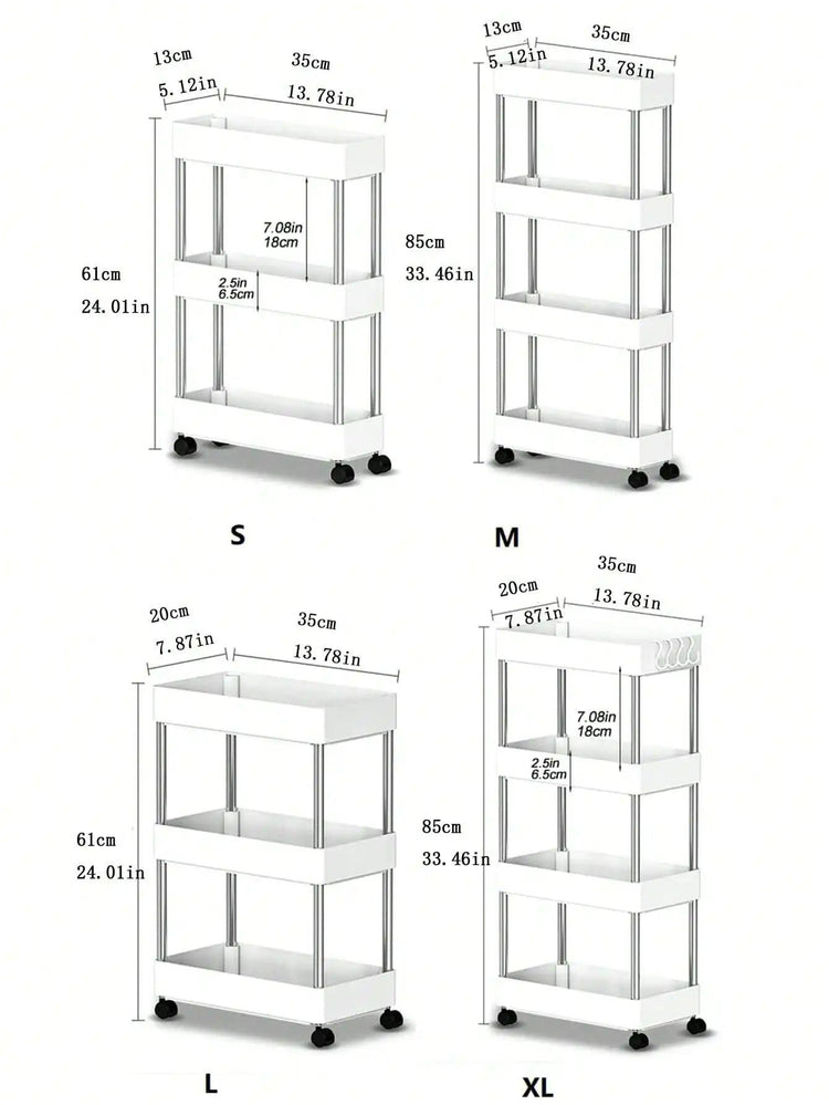 1pcs 3/4 Tier Rolling Utility Cart Bathroom Storage - Alb3rt & Co.