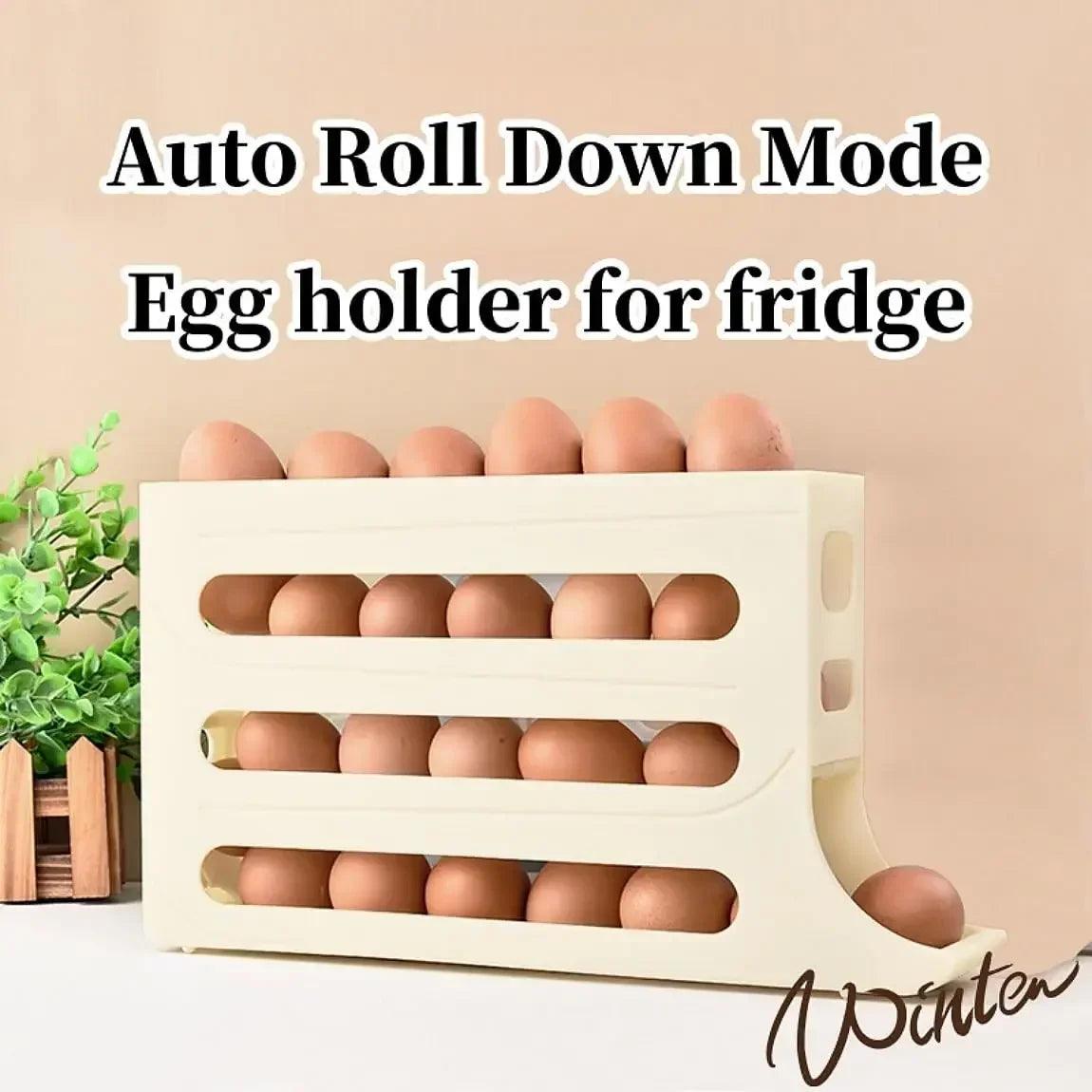 4-Tier Rolling Refrigerator Egg Storage Automatic Scrolling Egg Holder for Easy Kitchen - Alb3rt & Co.