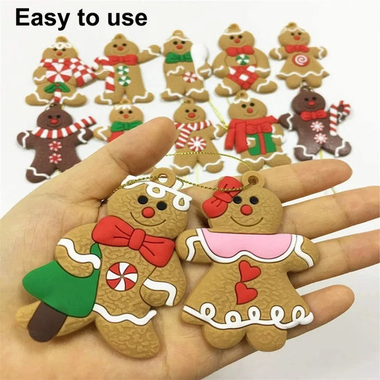 Christmas Gingerbread Man Ornaments – 6/11/12 Pcs Set for Holiday Tree & New Year Decorations