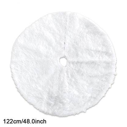 78/90/122cm Christmas Tree Skirt – White Plush Mat for Tree Base & New Year Home Decor