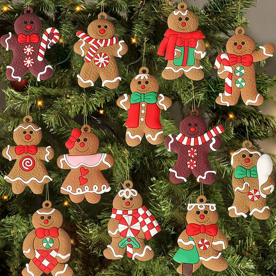 Christmas Gingerbread Man Ornaments – 6/11/12 Pcs Set for Holiday Tree & New Year Decorations