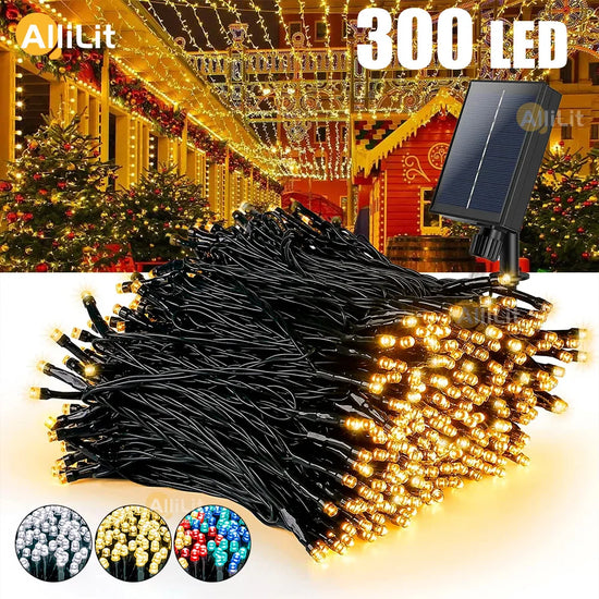 AlliLit 300LED Solar String Lights – Waterproof Outdoor Fairy Lights for Garden, Christmas Garland & Holiday Decor