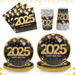 2025 New Year Black & Gold Disposable Tableware Set