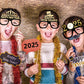 6/12pcs Happy New Year Paper Glasses 2025 – Eyeglasses Frame Photo Booth Props for New Year&