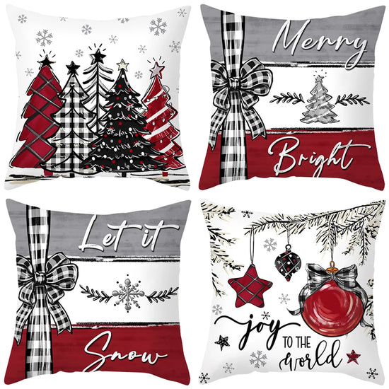 Christmas Cushion Cover Pillowcase 2024 – Holiday Home Decoration for Xmas & New Year, Noel Ornament