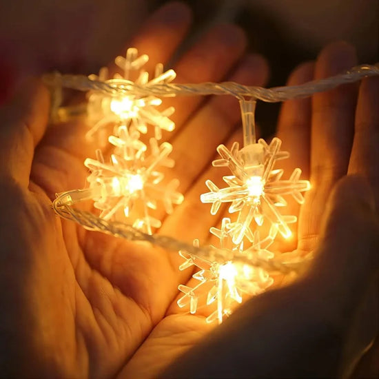 USB/Battery-Powered Snowflake LED String Lights – 10/20/80 LEDs for Christmas, Holiday, and Bedroom Decor