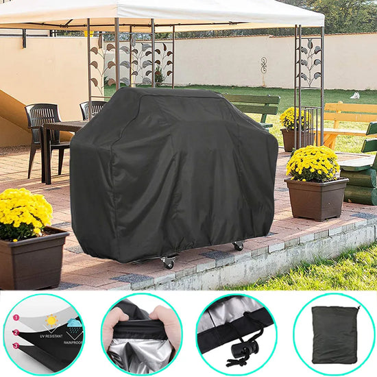 BBQ Cover Outdoor Dust Waterproof Weber Heavy Duty Grill Cover Rain Protective Outdoor Barbecue Cover Round