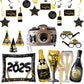 New Year Themed Decorations Photography Props – Inflatable Photo Frame, Hat, Glasses, Wine Glasses, Wine Bottle, and 2025 Number Balloon