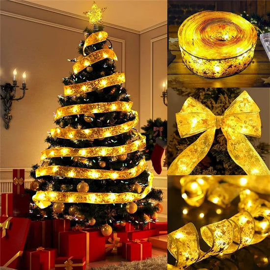 Christmas LED Ribbon Light String – Holiday Decor for Xmas Tree, Home, and Party