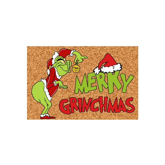 Christmas Welcome Mat Grinch,Cartoon – 23.7 x 15.9 Inch Non-Slip Front Door Mat, Funny Holiday Entryway Rug for Indoor/Outdoor Use