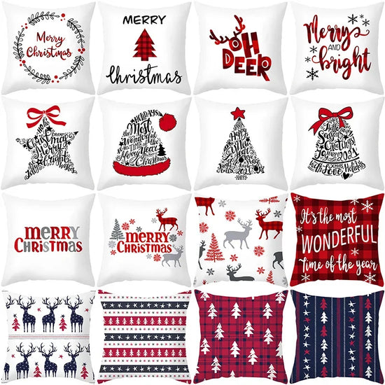 Christmas Cushion Cover Pillowcase 2024 – Holiday Home Decoration for Xmas & New Year, Noel Ornament