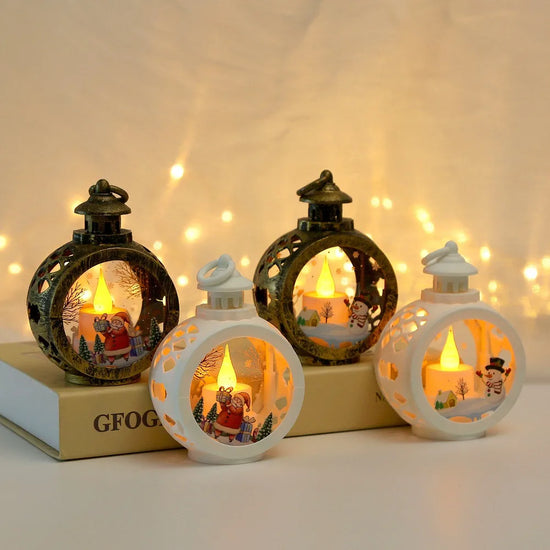 Christmas Light Up Night Light Pendant - Holiday Table Lamp, Window Decoration, and Candlestick Ornament