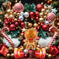 Christmas Balloon Garland Arch – Red & Gold Metallic with Gingerbread Man & Star Foil Balloons for Holiday Party Decorations