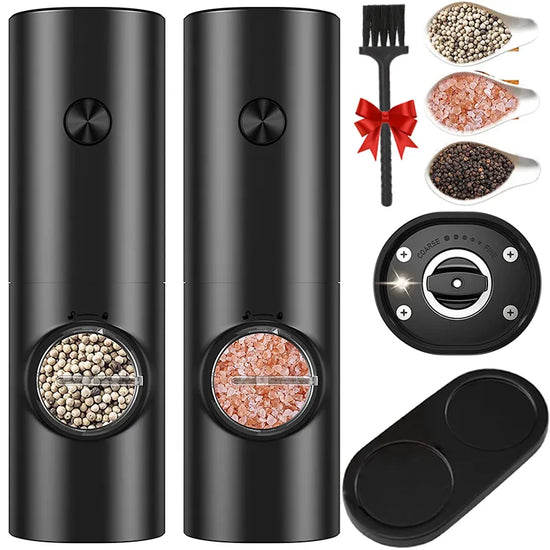 Electric Automatic Mill Pepper And Salt Grinder With LED Light  Adjustable Coarseness