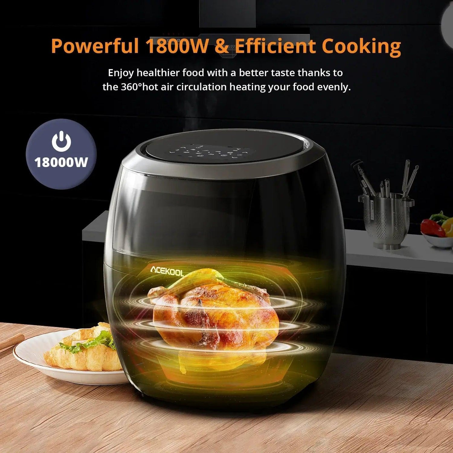 Air Fryer, 8QT Airfryer Oven with Viewing Window Oil less Cooker with Digital Display 8 Cooking Pre-set Dishes programs - Alb3rt & Co.