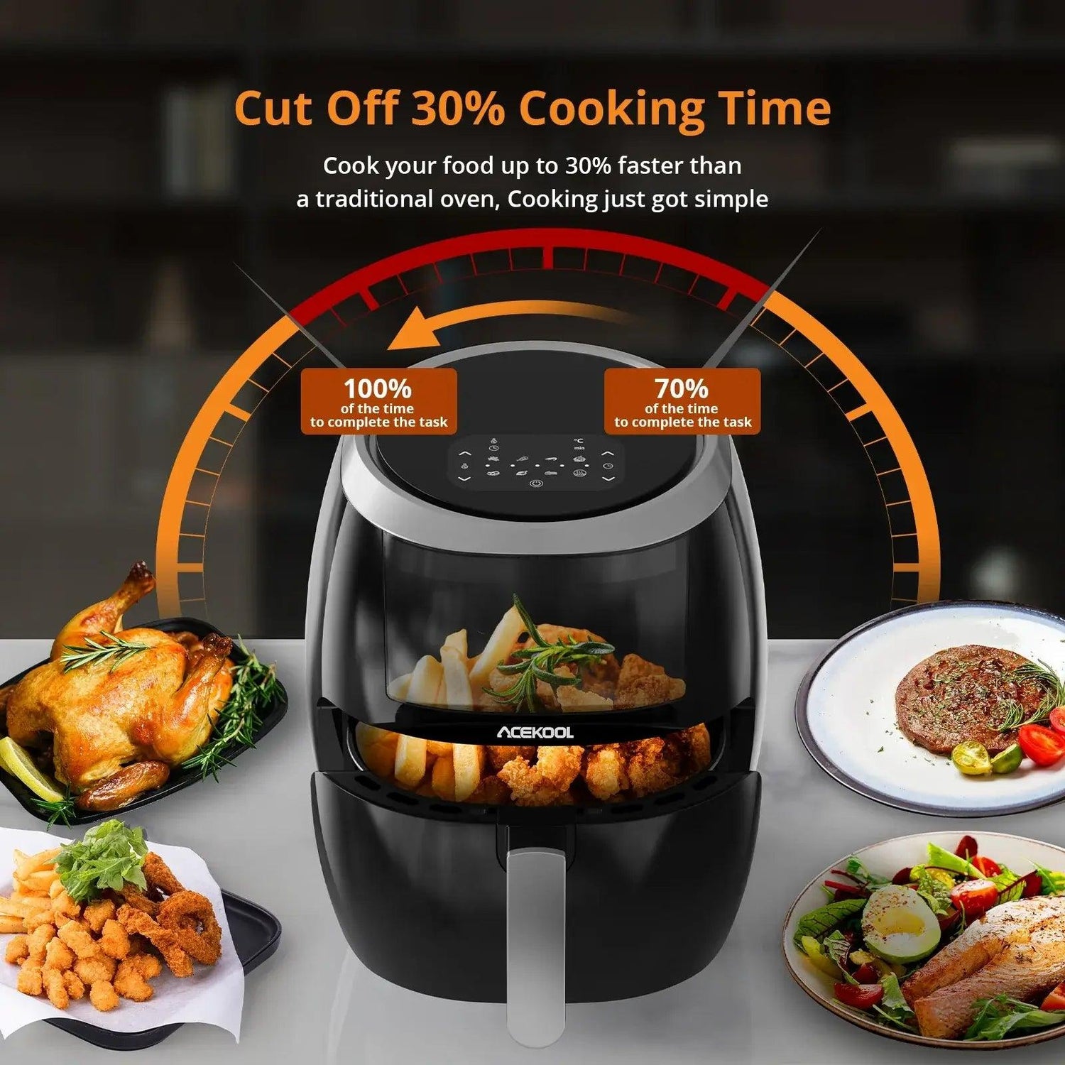 Air Fryer, 8QT Airfryer Oven with Viewing Window Oil less Cooker with Digital Display 8 Cooking Pre-set Dishes programs - Alb3rt & Co.