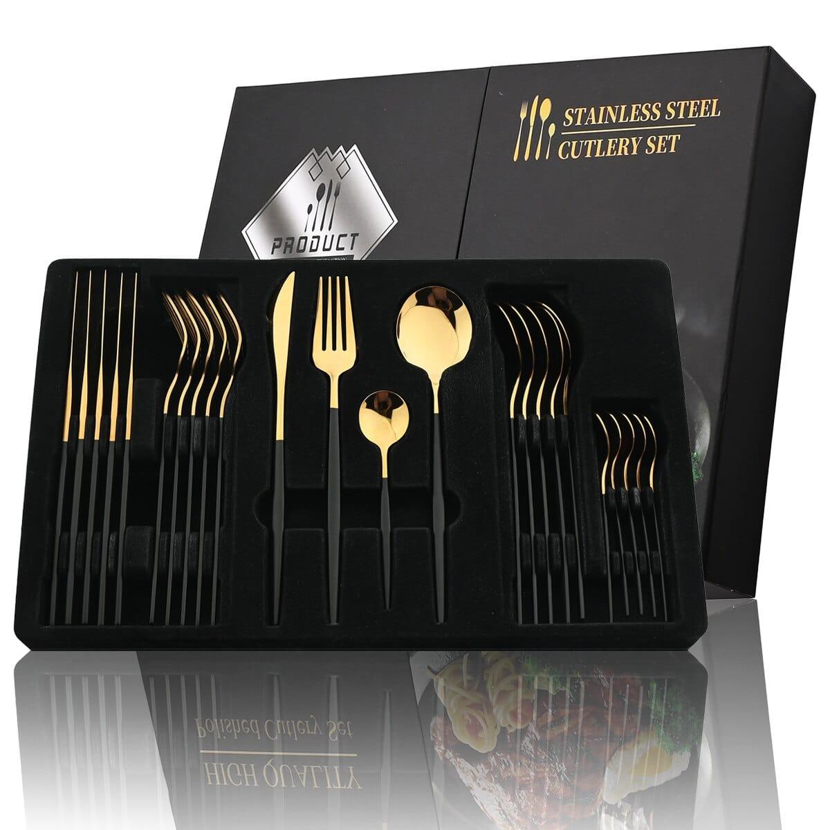 Alb3rt store Cutlery Set Stainless Steel Knife Fork Spoon 24pcs