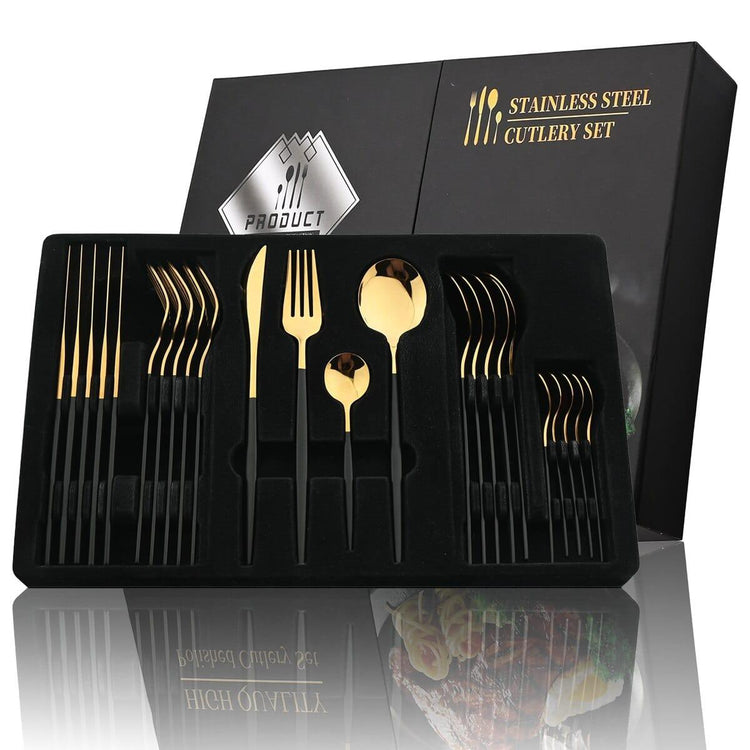 Alb3rt store Cutlery Set Stainless Steel Knife Fork Spoon 24pcs