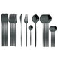 Alb3rt store Black Cutlery Set Stainless Steel Knife Fork Spoon 24pcs