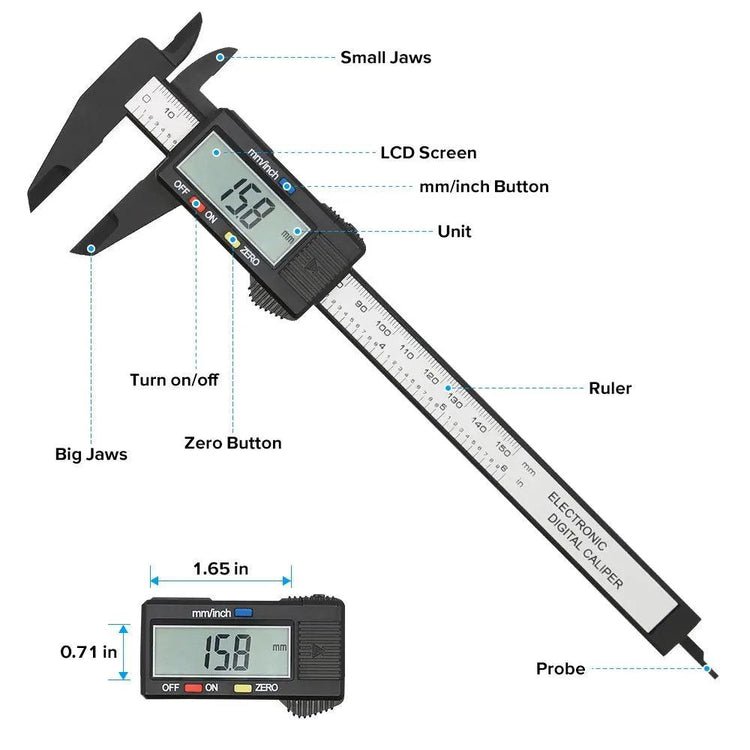 Electronic Digital Calliper Carbon Fiber - Alb3rt & Co.