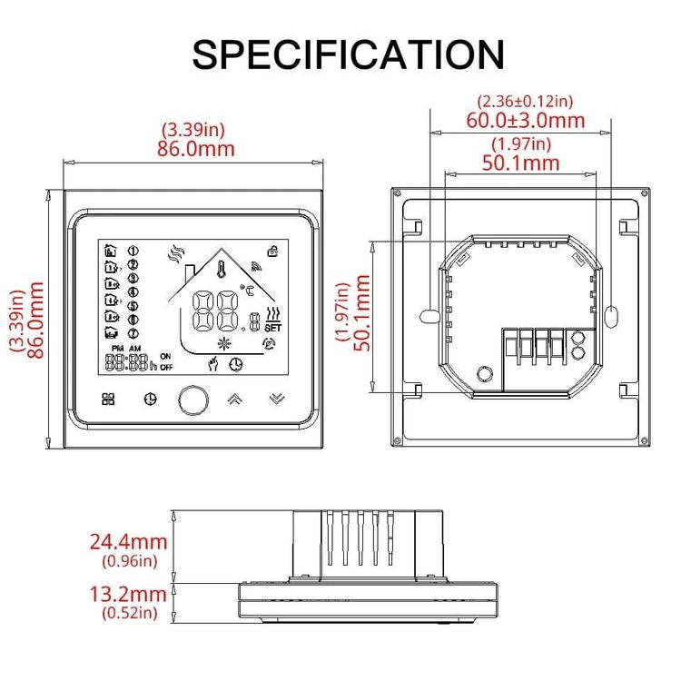 Alb3rt & Co. Electric Heat / WIFI White / China Floor Heating Thermostat Water/Electric