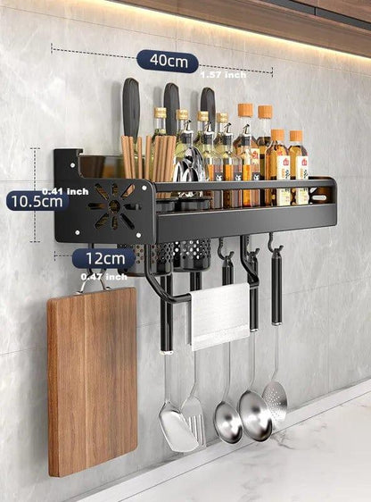 Alb3rt & Co. 40cm-Binoculars Kitchen Organizer Shelf Wall-mounted Spice Storage Rack Kitchen Knife Holder Wall Seasoning Chopstick Spoon Shovel Storage Sheif