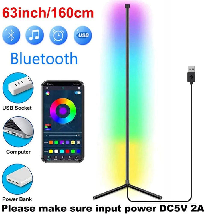 Alb3rt & Co. 160cm-Bluetooth BK / RGB with Controller Living Room Corner Stand Floor Lamp