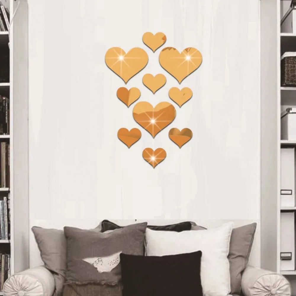 Alb3rt & Co. gold / United Kingdom Love Heart Stickers Wall Sticker Mirror Mural 3D Decal Simple DIY Decorative Removable Paster Home Decoration