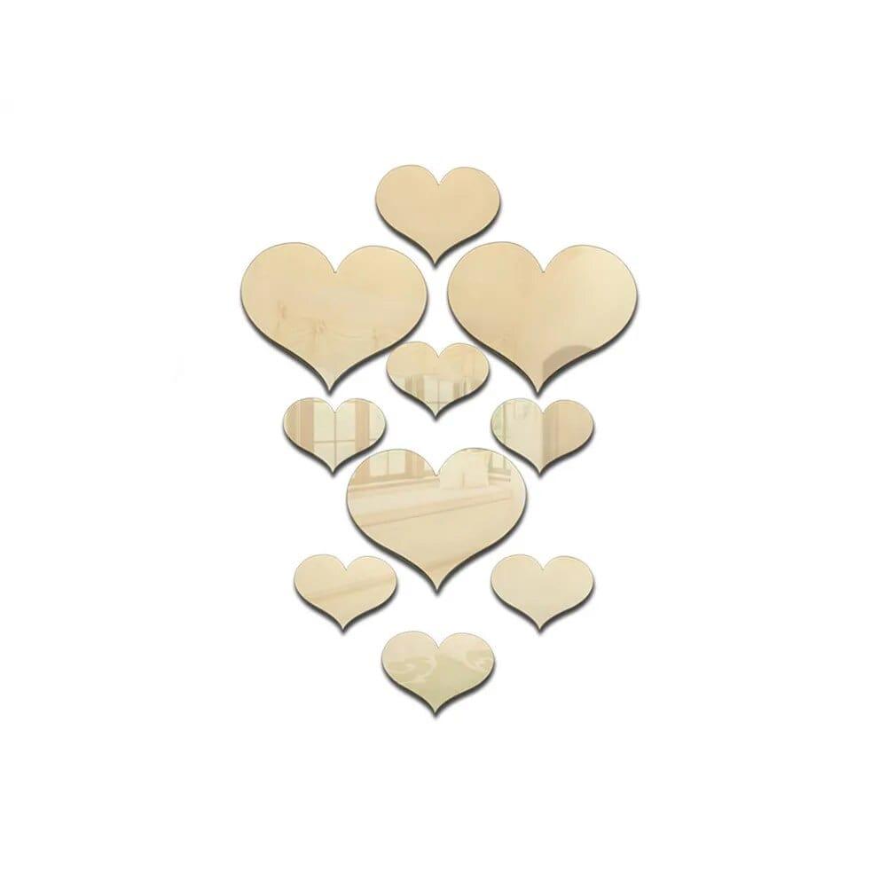 Alb3rt & Co. gold / United Kingdom Love Heart Stickers Wall Sticker Mirror Mural 3D Decal Simple DIY Decorative Removable Paster Home Decoration