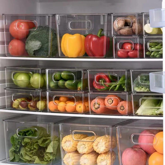 Alb3rt & Co. A Refrigerator Organizer Bin Stackable Food Fridge Storage Box With Handle Clear Plastic Food Freezer Pantry kitchen Organizer