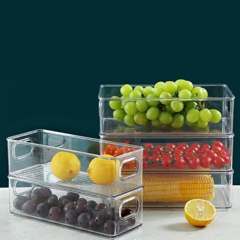 Alb3rt & Co. A Refrigerator Organizer Bin Stackable Food Fridge Storage Box With Handle Clear Plastic Food Freezer Pantry kitchen Organizer