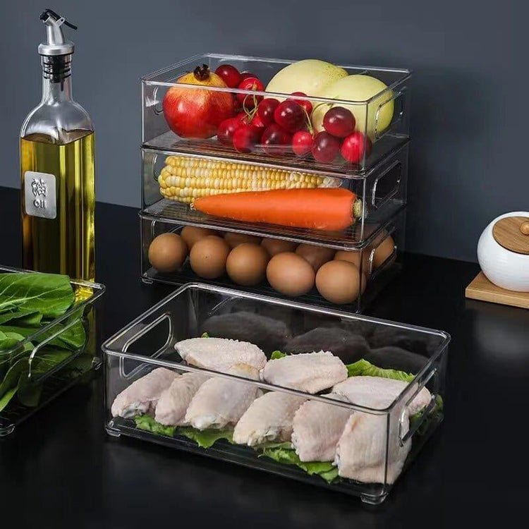 Alb3rt & Co. A Refrigerator Organizer Bin Stackable Food Fridge Storage Box With Handle Clear Plastic Food Freezer Pantry kitchen Organizer