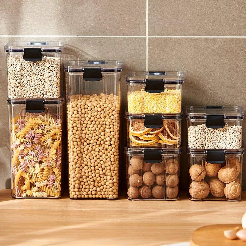 Alb3rt & Co. 5Pcs Sealed Jars Kitchen Grain Storage Organizer Large Tank Plastic Moisture-proof Storage Box Household Seasoning Jars Set