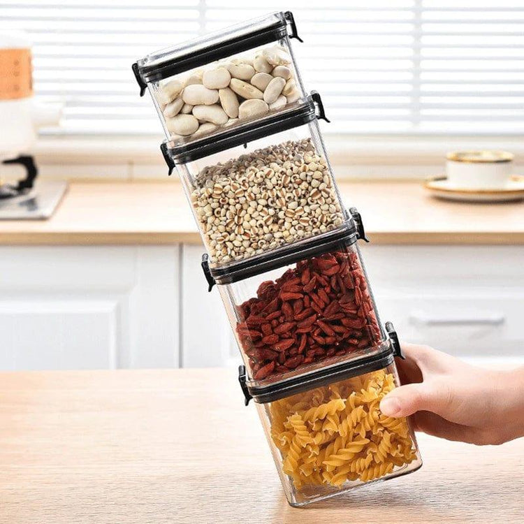 Alb3rt & Co. 5Pcs Sealed Jars Kitchen Grain Storage Organizer Large Tank Plastic Moisture-proof Storage Box Household Seasoning Jars Set