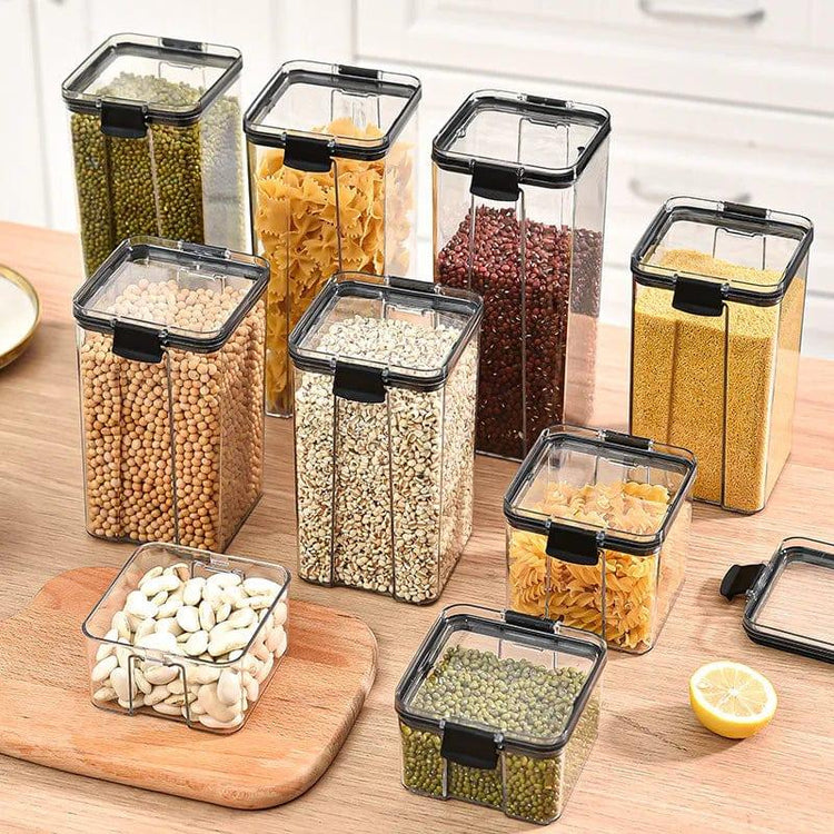 Alb3rt & Co. 5Pcs Sealed Jars Kitchen Grain Storage Organizer Large Tank Plastic Moisture-proof Storage Box Household Seasoning Jars Set